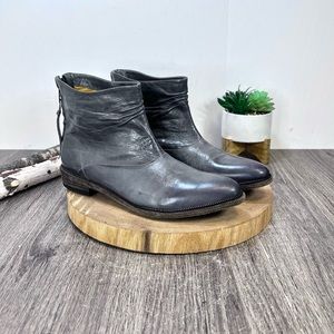 *Blackstone | FUMO Grey Leather Ankle Back Zip Boot Size 40/10
